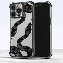 1个极简蛇纹电镀四角防摔TPU手机壳，兼容 17 Pro Max、16e、14 Plus、11、15 Pro Max、14 Pro Max / 兼容Galaxy S25、SAM A56 / 兼容荣耀X6A、X7B、X8B / 兼容红米13c、Note 14 - 黑色 - 查看 3