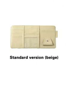 1个优质皮革拉链汽车遮阳板收纳袋,多口袋设计,带太阳镜架和卡槽,配有可调节松紧带,方便安装,男女通用汽车内饰配件,适用于轿车/SUV/卡车,必备文件和卡片收纳袋 - 多色 - 查看 15