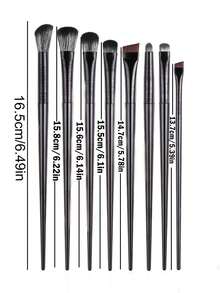 8支专业眼妆刷套装：打造精准眼影、眼线和遮瑕的终极套装，柔软刷毛，适用于眼影晕染、晕染、眼线和眼部细节描绘，初学者必备 - 黑色 - 查看 12