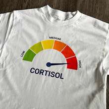 High Cortisol Low Cortisol Funny Casual  Cotton Heavyweight Short Sleeve Shirt - 黑色T卹 - 查看 5