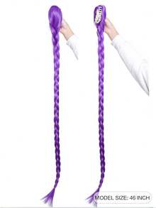 شعر طويل مضفر بالأرجواني، مناسب للنساء في الكوسبلاي وحفلات الهالوين والأنمي وغيرها - الأرجواني - مشاهدة 3