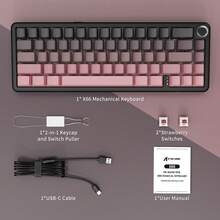 ATTACK SHARK X66 Wireless Mechanical Gaming Keyboard With Knob, Tri-Mode USB-C/BT5.0/2.4G Gasket Structure 60% RGB Gaming Keyboard, Side-Printed PBT Keycaps, Hot-Swappable Strawberry Switches, Compatible With Windows/PC/Linux/Gamers - Multicolor - View 10