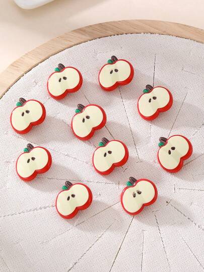 5个/10个装树脂迷你苹果发夹，适合女孩，可用于刘海和侧边发夹，日常佩戴。