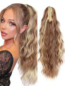 女士合成卷曲波浪夹式马尾假发 - 彩色 - 查看 14