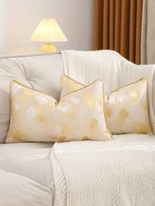 1/2 vỏ gối trang trí màu vàng, chất liệu giả lụa dệt jacquard, kiểu dáng cổ điển sang trọng, phù hợp cho phòng khách kiểu nhà nông thôn, mùa xuân/hè. - Hoa hồng vàng - Xem 10