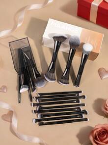 MAANGE Bộ cọ trang điểm chuyên nghiệp hai đầu 17 món, kèm hộp đựng 4 mặt và hộp giấy, thích hợp làm bộ cọ trang điểm du lịch, quà tặng, bộ cọ trang điểm chuyên nghiệp, bộ trang điểm hoàn chỉnh. - màu đen - Xem 5