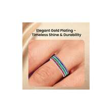 Stackable Eternity Ring For Women |Gold Plated – Ruby, Blue Sapphire, Simulated Diamond, Pink Sapphire, Emerald| Wedding Band |Hypoallergenic Rings| Labradorite Ring | Birthstone Gift Jewelry For Her - 紅寶石(白金) - 查看 3