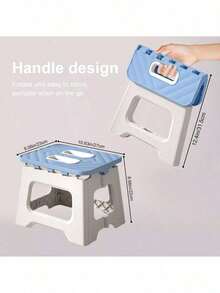 1 pieza aburete Plegable portátil con asa, Taburete de Plástico Antideslizante Reposapiés Compacto y Resistente Escalera Ligera Sillas Plegables Ideal para Baño Cocina Dormitorio Camping,portátil mini silla plegable al aire libre para adultos, silla de pesca portátil - Celeste - Ver 7