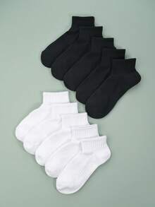 1/5/10双装男士纯棉基础款船袜，运动版型 - 彩色 - 查看 20