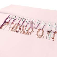 UnionPlus Travel Jewelry Roll, Faux Leather Necklaces Organizer Bag, Elastic Band And Anti-Winding, Petal Pink - KulitKelopakMerah Muda - View 4