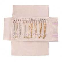 UnionPlus Velvet Travel Jewelry Roll Bag Organizer For Necklaces Only, Pink - Berwarna merah muda - View 1