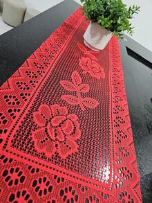 Caminho de Mesa Passadeira de Mesa em Renda 150x40cm QUALIDADE - Vermelho - Visão 2