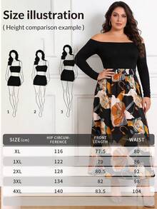 Plus Size Summer Casual Floral Print Loose Skirt - Yellow - View 9