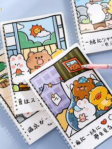 60pcs/Book A5 Cartoon Spiral Notebook, Notebook, Middle East Back To School Season, Student Thick Cute Spiral Notebook, High-Quality Eye-Friendly Memo Pad, Super Thick Large Capacity Notebook, Cute Student Diary, Memo Book, Planner, Back To School, Holiday Gift - Multicolor - View 10