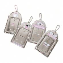 1pc Silver Cartoon Animal 3-Inch Hanging Card Holder, Student ID/Card Protector Case - Silver Card Sleeve - View 5