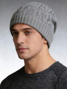 1pc Or 2pcs Unisex Thick Fleece Lined Slouchy Beanie, Fashion Warm Ear Protection Hat, Suitable For Daily Wear, Skating, Skiing In Autumn/Winter - Multicolor - View 3