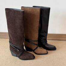 Women Mid-Calf Boots - Black Velvet Lining, 7cm - View 5