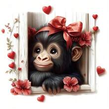 1/2/3个红色领结大猩猩印花热转印贴纸，适用于DIY T恤、牛仔裤、连帽衫、包包、枕头（混色）、节日工艺品、贴纸、服装装饰、派对装饰 - L+S - 查看 3