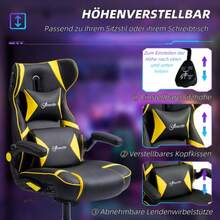 Gaming Chair With Rocking And Swivel Function, Ergonomic Computer Chair, Height Adjustable, Swivel Office Chair With Built-In Speakers, Weight Capacity Up To 120 Kg, Black And Yellow - Multicolor - View 5