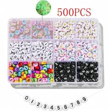 500pcs/Box Glow-In-The-Dark Letter & Number Beads, Spacer Beads For DIY Necklace, Bracelet, Craft, Jewelry Making - 500 Pieces Per Box Of Letter  Face Beads - View 14