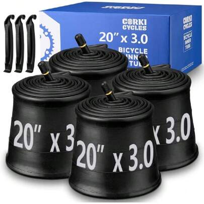 Cycles 20 Inch Fat Tire Tube 4 Pack 20x3.0 20x3.5 20x4.0 Standard Schrader Valve 32mm, Butyl Rubber 20 Bike Inner Tube,41160451