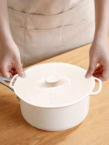 硅胶盖，双把手吸盘盖 - 耐热，适用于微波炉和炉灶，可重复使用，适用于碗、盘、锅和杯子 - 可用洗碗机清洗 - 不粘锅盖，适用于热食，锅盖和煎锅盖，透明盖 - 彩色 - 查看 4