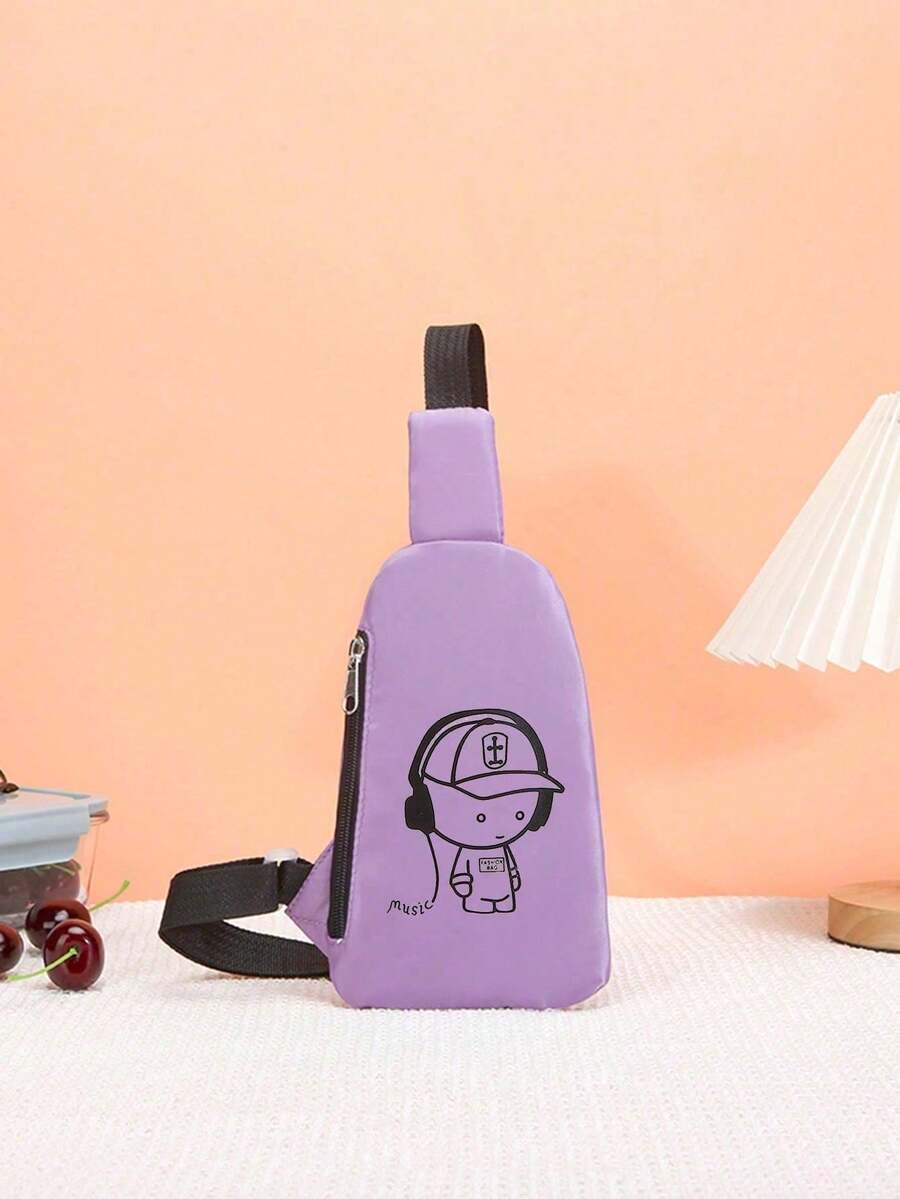 1 pieza Auriculares con cierre de cremallera de nailon, diseño de niño, adecuado para uso diario - Morado - Ver 1