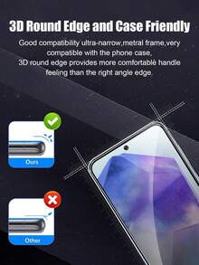 5pcs Privacy Screen Protector, Compatible With Samsung Series, 3D Tempered Glass Curved Edge, Anti-Scratch, Privacy Protection, Compatible With Galaxy S20 FE/S21 FE/S23 FE/S24 FE, A02/A03/A04/A05/A06/A12/A13/A14/A15/A16/A21/A22/A23/A25/A26/A50/A51/A52/A53/A54/A55/A56 Series - Black - View 4