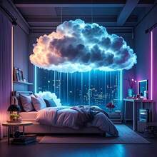 200 cm/400 cm Smart Cloud LED Licht, USB betriebenes einstellbares Nachtlicht, an der Wand montierte riesige Cloud Lampe, geeignet für Zuhause, Büro, Schlafzimmer, Hotel, Party, Spielzimmer und Arbeitsplatz Dekoration. Farbige Beleuchtungseffekte, ideal als Weihnachtsgeschenk, Party Dekoration und Restaurant Akzent. - Verschiedenfarbig - Übersicht 7