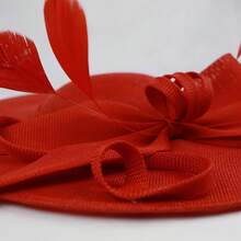 Elegant Vintage-Inspired Faux Feather Mesh Hat For Women - Perfect For Tea Parties, Balls, Horse Races & Formal Events - Đỏ - Xem 2