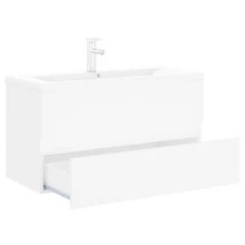 vidaXL Mobile sottolavabo con lavabo integrato, bianco, in materiale ligneo - Bianco - Visualizzare 6