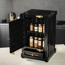 2層の収納スペースと引き出しを備えた1個のレトロで美しい金属製の収納ボックスは、多用途で、アイテムを整理整頓し、さまざまな日用品の保管に適しています。 WLHI - レッド - チェックする 6