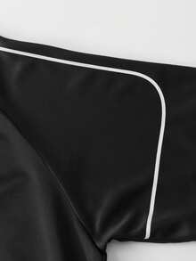 1 pieza Camiseta estampada con puños elásticos de estilo deportivo para hombre, primavera/verano - Negro - Ver 5