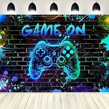 1pc Gamer Controller Wall Decal, Graffiti Style Neon Splatter Design With Text, Durable Polyester Material, Suitable For - A - View 5