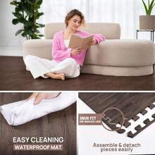 Tapetes Encastrables De EVA, Baldosas De Piso Tipo Rompecabezas, Acolchado De Espuma Con Borde Para Muebles, Espacios Del Hogar, Sala De Estar, Garaje - Dark Oak Wood, 4.46 m2,41149990 - Multicolor - Ver 6