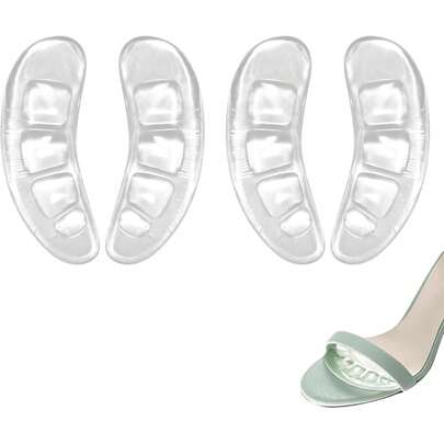 2 Pairs Silicone/Transparent Forefoot Pads/Metatarsal Pads/Heel Grips/Heel Protectors/Soft Insoles - Self-Adhesive, Invisible, Non-Slip | Half Size Cushions, Shock Absorbing, High Heels | For Women, High Heels/Women Sandals, Daily Comfort