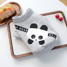 1件宠物衣服，猫狗服装，小型犬幼犬套装，可爱熊猫图案舒适卡通连帽衫，适合小型宠物 - 灰色 - 查看 9