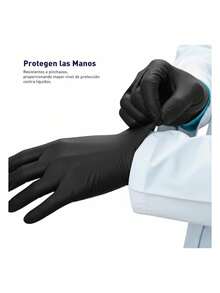 Guantes de Nitrilo Desechables, Libre de Látex y Polvo, Talla S, Flexibles, Resistentes, Textura Lisa, Diseño Ambidiestro, Ajuste Perfecto. Bluelander - 100 piezas negras - Ver 3