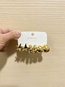 Juego de 6-18 pendientes de moda con tono dorado para mujeres - Multicolor - Ver 6