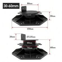 Adjustable Decking Pedestal-Riser 18mm-30mm 30mm-60mm Pack Of 10 - Black - View 8