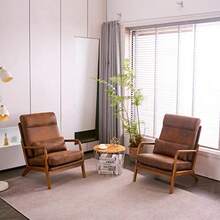 sillones para recamaraKarl Home Accent - Silla moderna de mediados de sio con almohada de tela bronceadora tapizada con marco de madera maciza y cojín suave para sala de estar recámara balcón café - Marrn - Ver 7