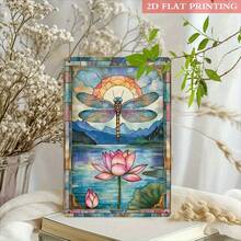 2D Flat, 1pc Dragonfly & For Lotus Metal Wall Art - 8x12 Inch Iron Nature-Inspired Decor With Vibrant Stained Glass Effect, Mountain & Water Reflection Design For Garden, Patio, Home - Thoughtful Gift For Nature Lovers, Dragonfly Wall Decor, Vivid Color Print, 2D Flat, Perfect For Room Decor - White - View 7