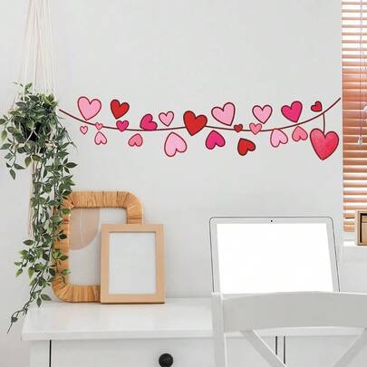 1pc Watercolor Heart Knot Wall Decal, Hand-Painted Heart And Rope Design, Self-Adhesive Removable, Suitable For Romantic Bedroom Or Bathroom, Bathroom Art Sticker, Delicate Watercolor Heart With Rope, Easy To Peel, Create Spa-Like Wall Decor, "Happily Married" Gift Sticker, Watercolor Love And Bond Art Sticker, Thoughtful And Practical, Suitable For Newlyweds Or Couples