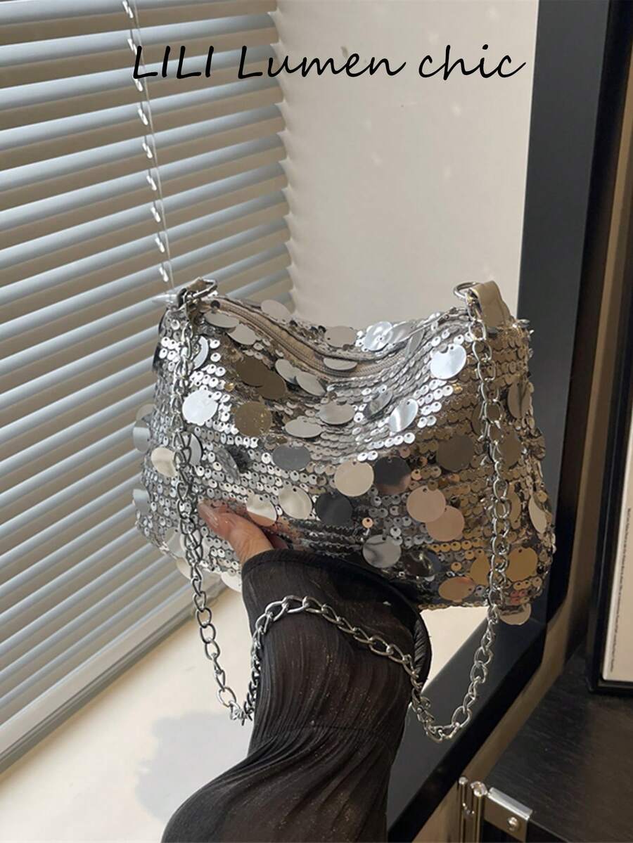 This Is A Shiny, Lightweight, , And Spacious Women's Crossbody Bag. It's Both Stylish And Versatile, Suitable For Various Occasions Such As Parties, Travel, Dinners, And New Year's Celebrations. - Multicolor - View 1