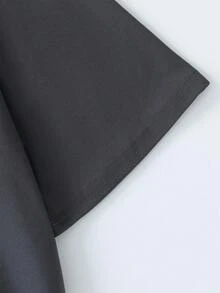 1pc Boys' Graphic Tee With Doodle Cloud, Number 67 And Lazy Raccoon Print, Soft Fabric, Suitable For School, Daily Wear And Outings In Spring And Summer - Dark Grey - View 3