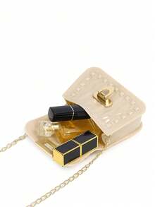 Fashionable PVC Silicone Rivet Textured Jelly Crossbody Bag - Khaki - View 6