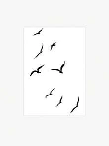 1张时尚可水洗草本鸟剪影颈部纹身贴纸，简约艺术防水贴花，小众氛围颈部和锁骨贴纸，可持续1-2周 - 黑色 - 查看 5