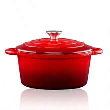 Cast Iron Frying Pan With Lid Diameter 24 Cm For All Heat Sources Red - Red - View 8