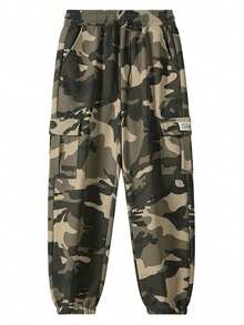 男士休闲工装裤，时尚迷彩工装裤，适合户外徒步和休闲出行，春夏款 - 卡其色 - 查看 7