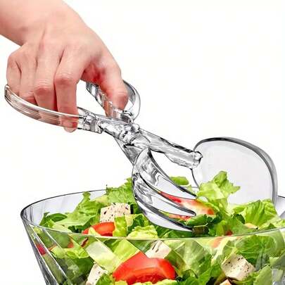 1pc Transparent Plastic Salad Scissors & Clip - Reusable Kitchen Chef Tool, Ideal For BBQ, Outdoor Cooking,And Party Catering - Hygienic Design Ensures Food Handling, Convenient For Salad Picking